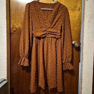 Shein Womens Rust Orange Long Sleeve Dress Size Small